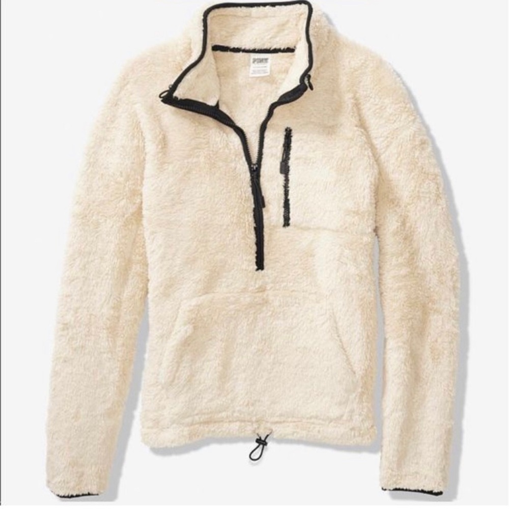 Victorias Secret Pink - ivory sherpa fleece jacket